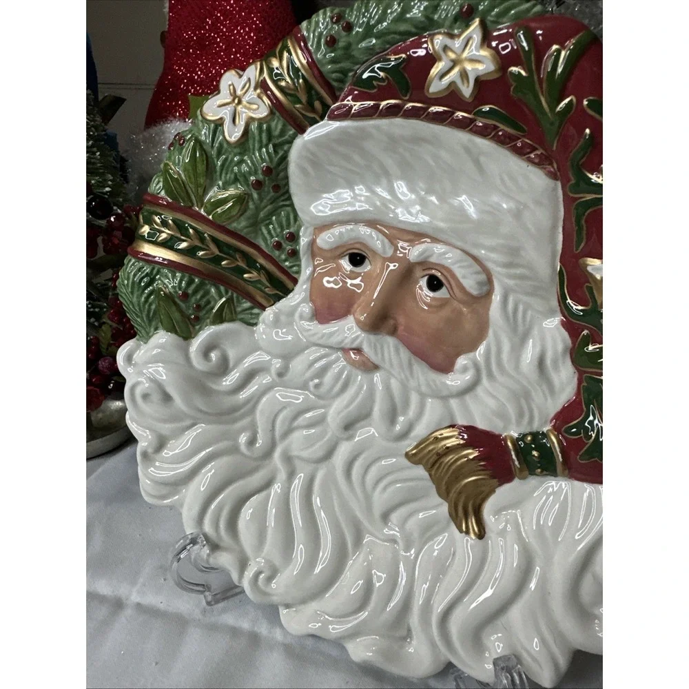 Fitz & Floyd Classics Christmas Tidings Santa Canape Plate 10